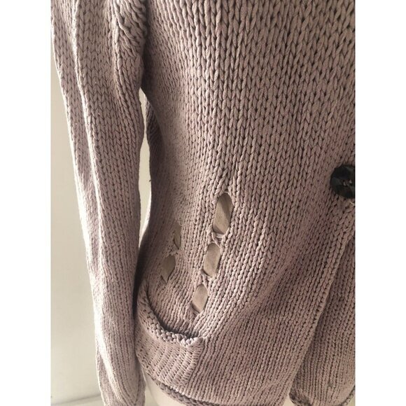 Bexley’s Long Sleeve Open Cardigan Sweater Sz Small / Pockets Leather Accents - Picture 2 of 7